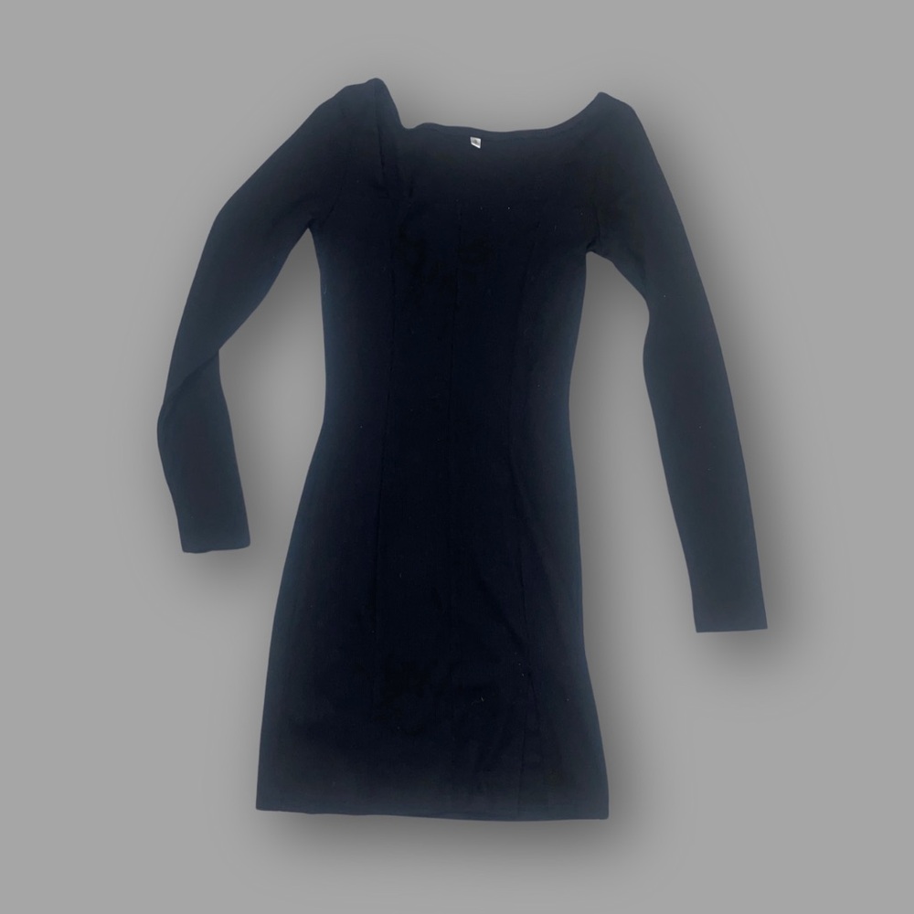 Black Long Sleeve Short Dress